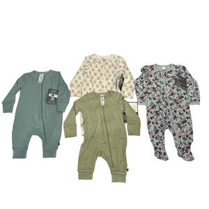 Modern Moments by Gerber Baby 4-Pack Sleep and Play Rompers 0-3M Viscose Blend